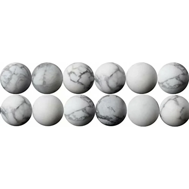 SKYBEADS Natürliche Howlith Edelsteine Perlen 6mm, Weiß mit grauen Adern, 38cm Strang, ca. 60 Stück für Armbänder und Schmuckkreationen – Bild 1