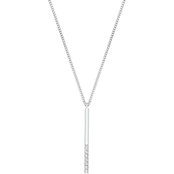 s.Oliver Damen Halsschmuck, 925 Sterling Silber Kette mit 7 Zirkonia-Steinen, 42+3 cm, in Schmuck Geschenk Box