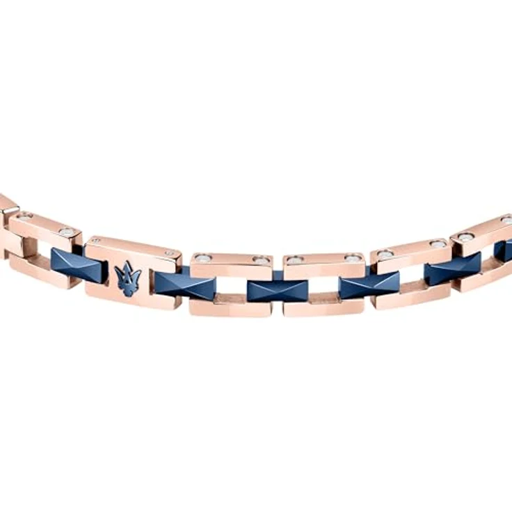 Maserati Armband JM422ATZ15, Edelstahl und Keramik in IP-Rosé mit blauen Akzenten, markanter Dreizackverschluss – Bild 2