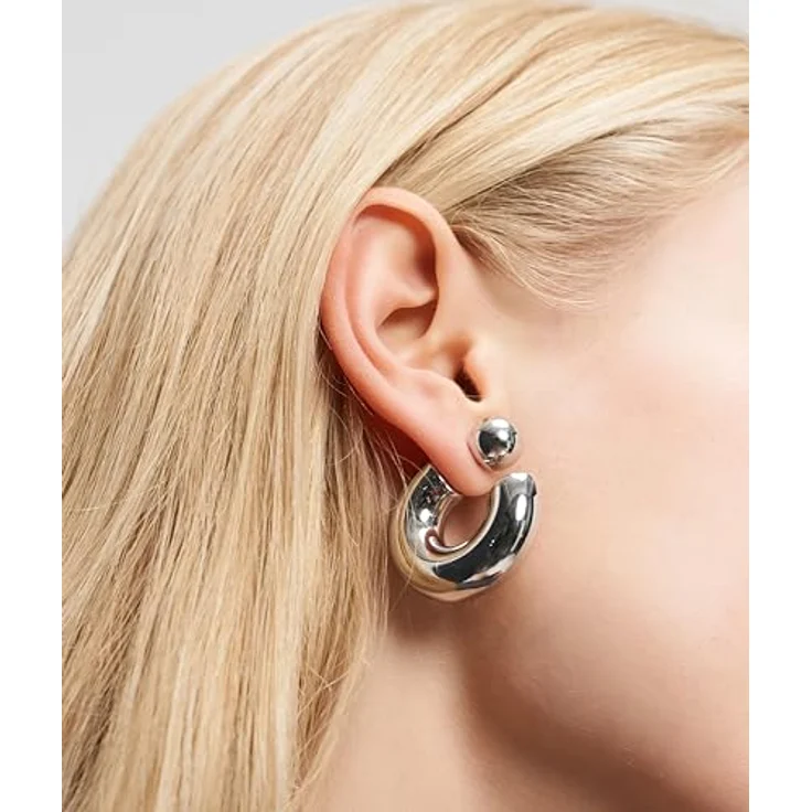Liebeskind Berlin Damen Creole LJ-1682-E-31, Edelstahl in IP Rhodium, 3,1 cm mit Steckverschluss – Bild 5