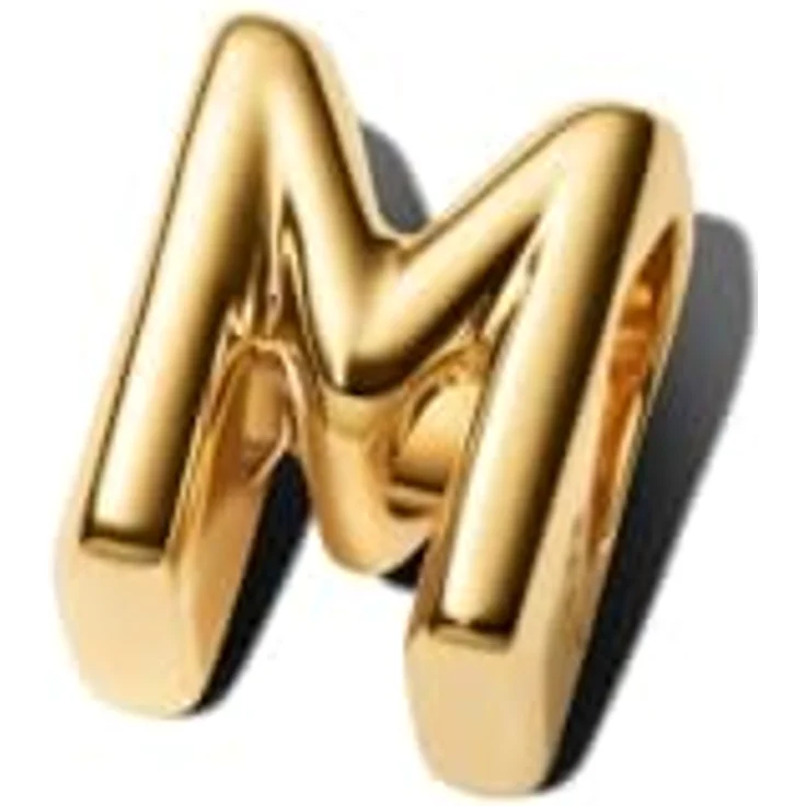 PANDORA Buchstabe M Alphabet-Mini-Charm, Sterling Silber mit 14 Karat Vergoldung, kompatibel mit Moments, Maße: 6,1 x 8,2 x 6,5 mm, 763959C00 – Bild 2
