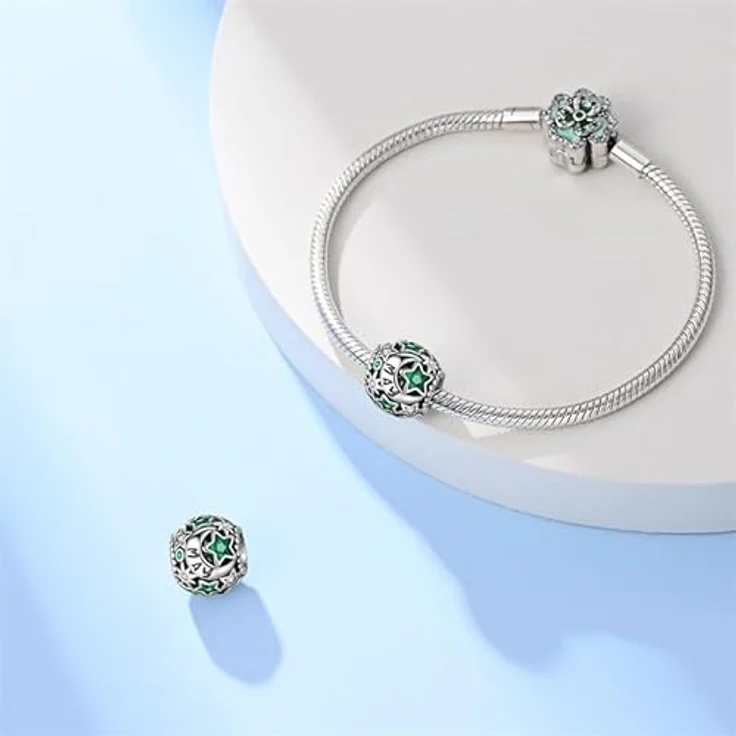 Pandach Damen Charm Anhänger Geburtsstein aus 925 Sterling Silber, 12 Zirkonia Charms Beads, kompatibel mit Pandora Armbändern und Halsketten – Bild 3