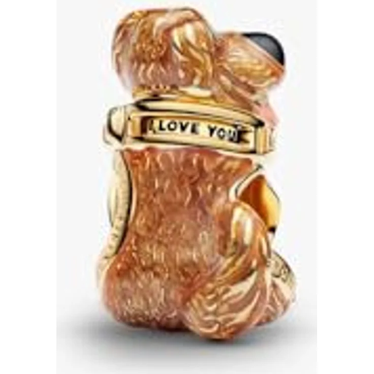 PANDORA Charm Disney Pixar Up Dug Anhänger, 14 Karat vergoldet mit Emaille und Kristall, Hunde Charm mit Gravur "I LOVE YOU" und "SQUIRREL", kompatibel mit Moments, 764472C01 – Bild 2