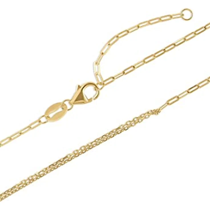 CHRIST Damen-Halskette 375er Gelbgold, asymmetrisches Split-Design mit Paperclip-Gliedern, mittellang, hochglanzpoliert – Bild 2