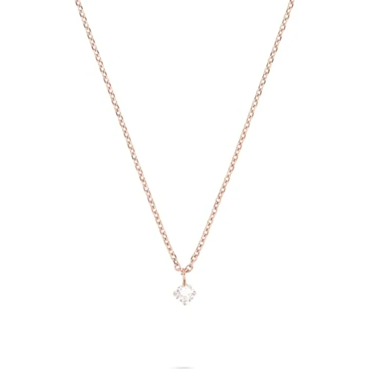 Tamaris Necklace, Halskette mit funkelndem Anhänger aus Edelstahl in IP Roségold, verstellbar bis 43 cm, wasserfest & hautfreundlich