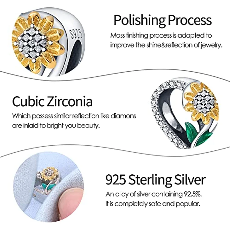 Pandach Damen Charm Anhänger, 925 Sterling Silber mit Zirkonia-Steinen, kompatibel mit europäischen Armbändern und Halsketten – Bild 5