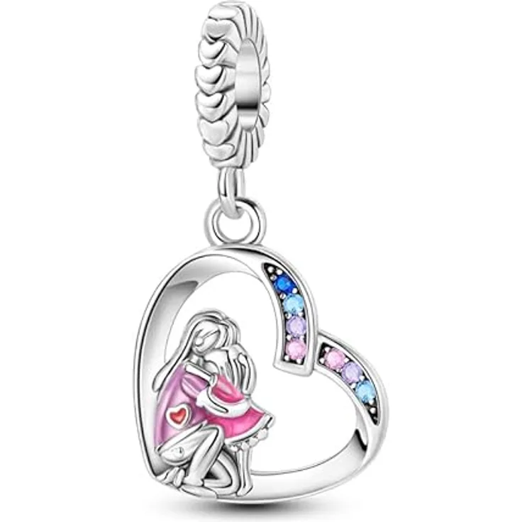 TINSLO Charm Anhänger 925 Sterling Silber mit Zirkonia-Steinen, kompatibel mit Pandora Armband und Halskette für Damen und Mädchen