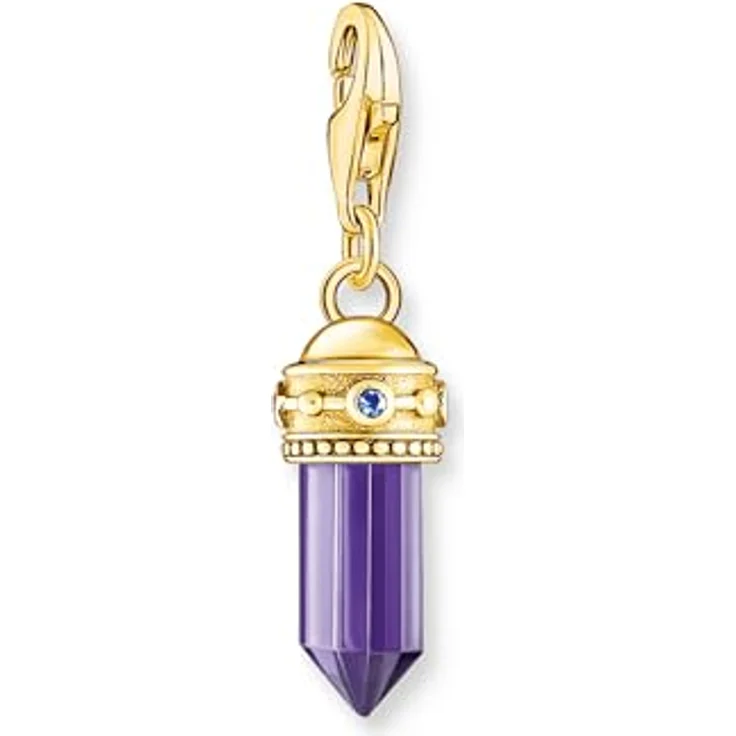 THOMAS SABO Charm-Anhänger Hexagon, vergoldet aus 925 Sterlingsilber mit imitiertem Amethyst, 750 Gelbgold Vergoldung – Bild 1