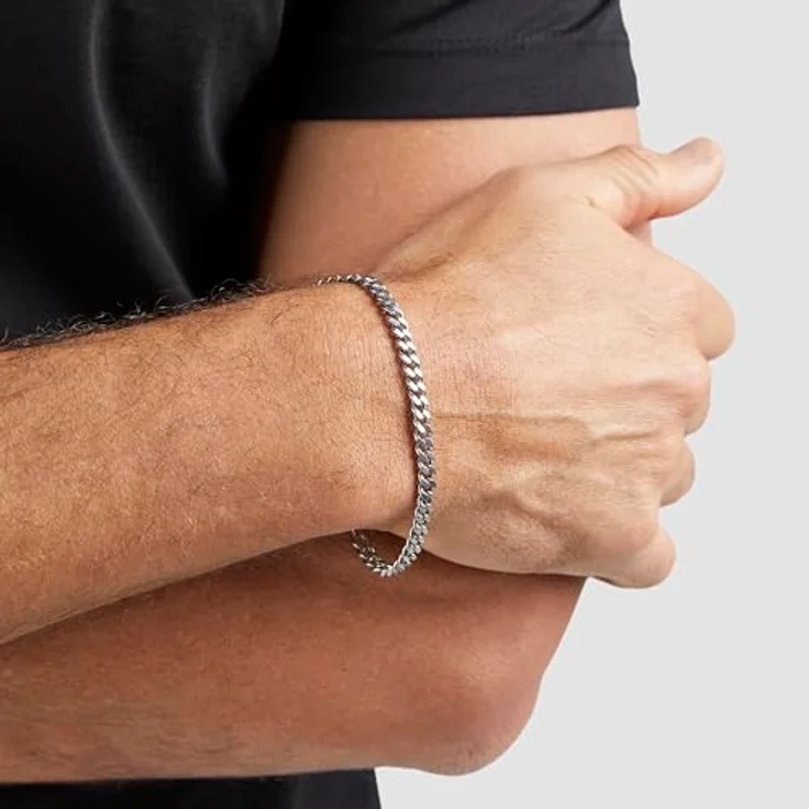 s.Oliver Herren Bracelet, Armband aus mattiertem Edelstahl, Silber, verstellbar bis 22 cm, wasserfest & hautfreundlich – Bild 3