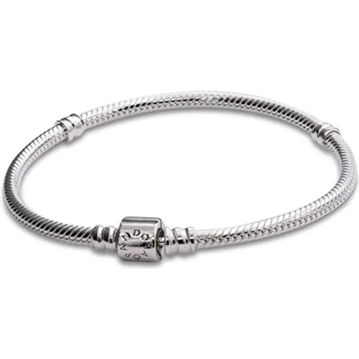 PANDORA Schlangen-Gliederarmband mit Zylinder-Verschluss, Sterling-Silber, Größe 21, Moments Collection – Bild 1