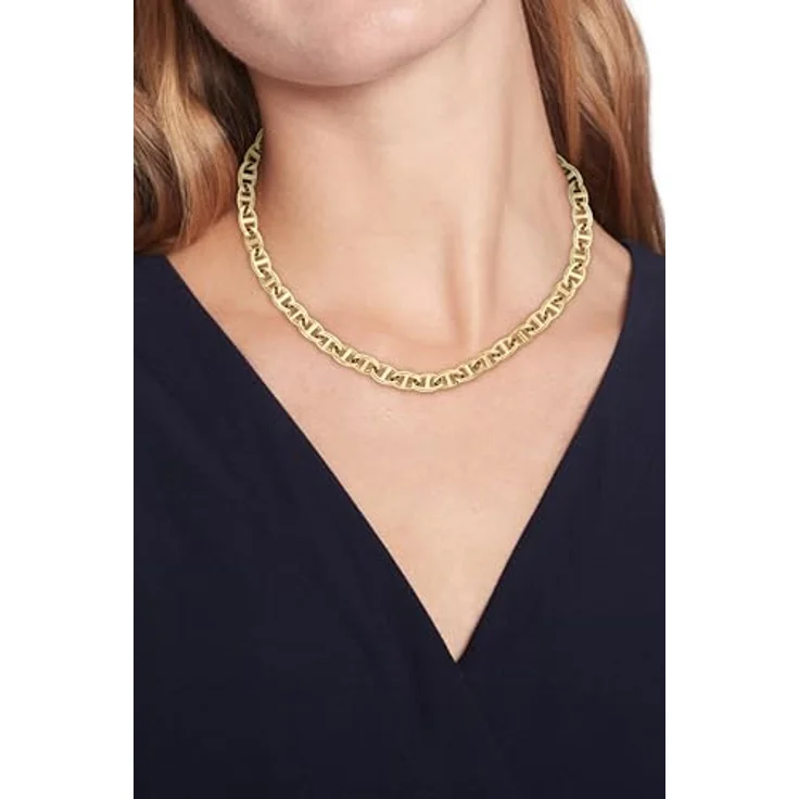 Tommy Hilfiger Jewelry Damen Gliederhalskette aus Edelstahl mit Gelbgold-Beschichtung, 406 mm + Verlängerung, nautisch inspiriert mit Emaille-Details, Karabinerverschluss - 2781016 – Bild 3