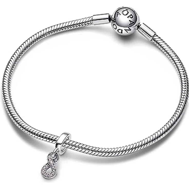 PANDORA Moments Funkelnder Unendlichkeits-Charm-Anhänger, Sterling Silber mit rosafarbenem Kristall, kompatibel mit Moments Armbändern, 792766C01 – Bild 3