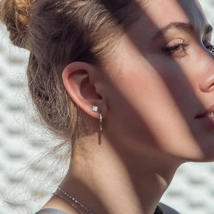 Limerencia G23 Reintitan Ohrringe, hypoallergen mit 6mm kubischem Zirkonia, quadratisches Design für Frauen und Mädchen – Bild 5