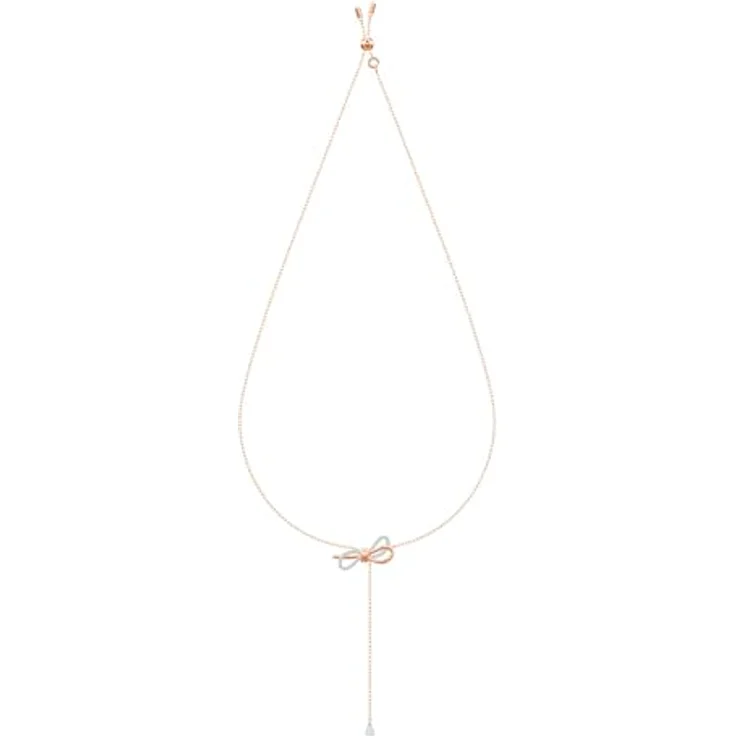 Swarovski Lifelong Bow Halskette, Schleife, Weiß, Metallmix in rotgold-glänzendem und rhodiniertem Finish – Bild 2