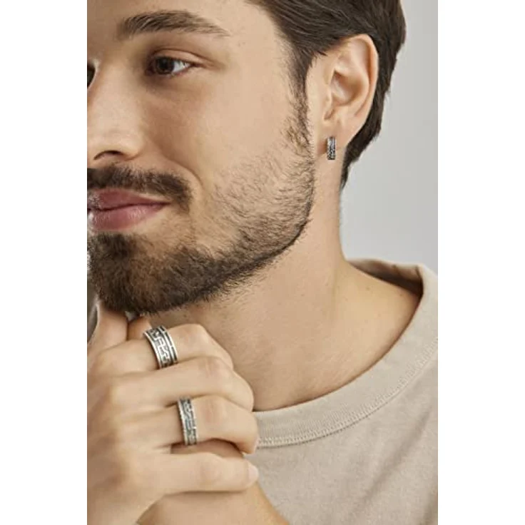 caÏ Herren Single-Ohrring 925/- Sterling Silber 1,3cm oxidiert, ohne Stein, weiß, inkl. Etui – Bild 3