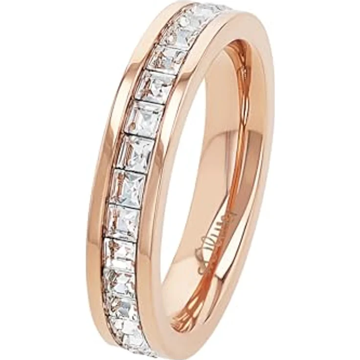s.Oliver Damen Ring Edelstahl mit Kristallen, roséfarben, 4 mm breit, in Schmuck Geschenk Box – Bild 3