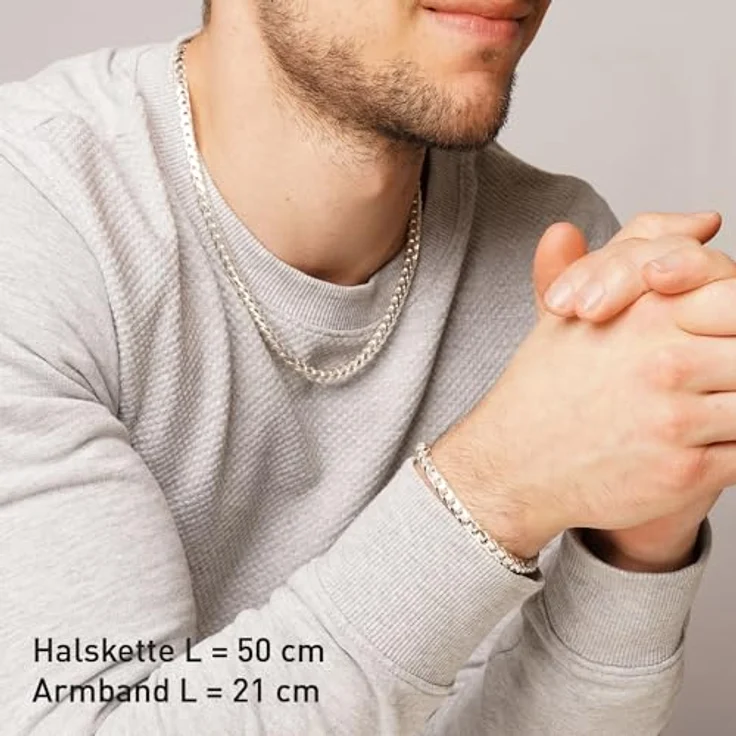 trendor Herren-Kette 925 Silber Fuchsschwanzkette 5,6 mm, modischer Halsschmuck 50 cm mit Karabinerverschluss, Geschenkpackung – Bild 5