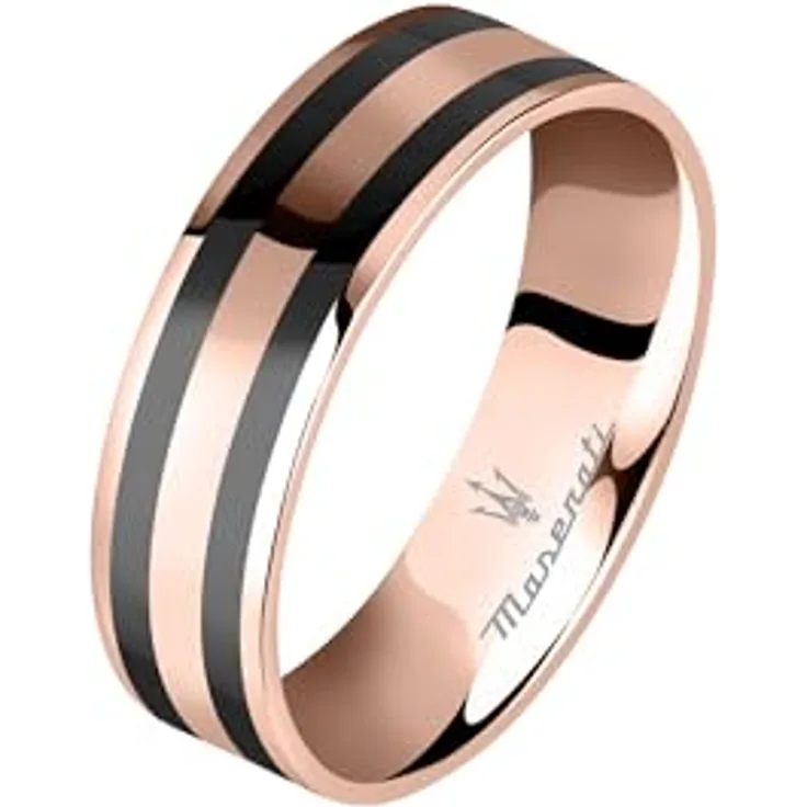 Maserati Ceramic Herren Ring, Stahl und Keramik, IP Roségold, Größe 23, JM223ATZ24023