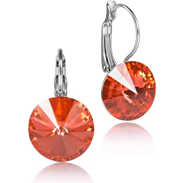Trachtenland LUISIA Ohrringe Rivoli, 14 mm mit Premium Kristallen in Padparadscha/Koralle, nickelfreie Metalllegierung, inklusive Geschenkkästchen – Bild 1