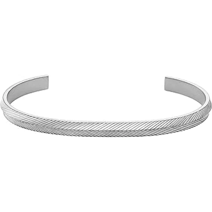 FOSSIL Herren Edelstahl Armband mit offenem Armreif, silberfarben mit schwarzem Finish – Bild 1