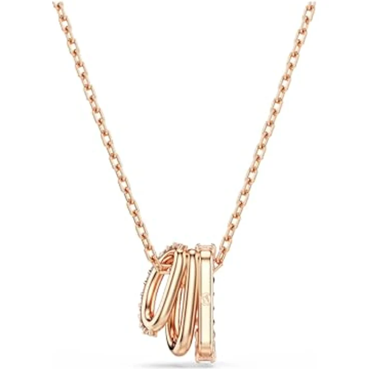 Swarovski Hyperbola Halskette, Weiße, Rosé Vergoldete Damenhalskette mit Anhänger und Swarovski Zirconia in Rund- und Square-Schliffen – Bild 4