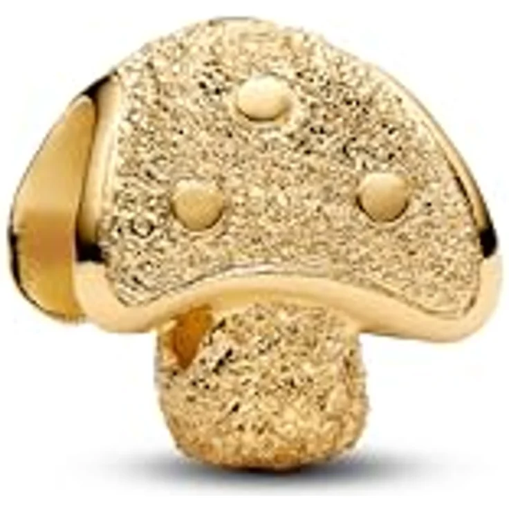 PANDORA Moments Strukturierter Pilz Mini-Charm, Sterling Silber mit 14k vergoldeter Metalllegierung, kompatibel mit Moments – Bild 1
