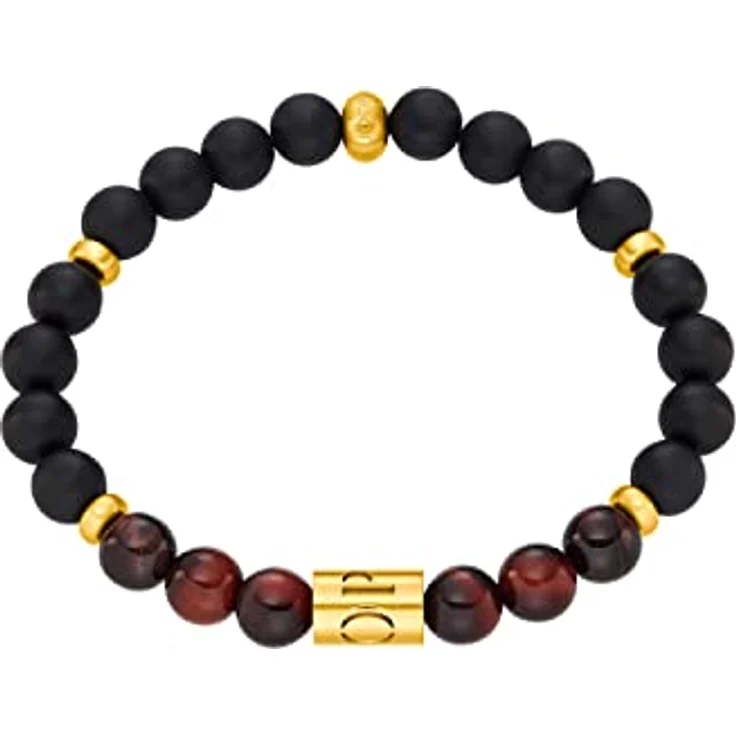 JOOP! Herren-Armband Edelstahl mit Tigerauge und Achat, 18,5 cm, Gold, in Schmuck Geschenk Box, 2034754 – Bild 1