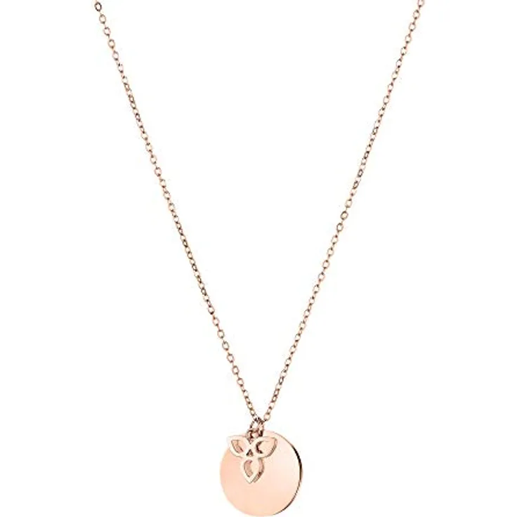 Tamaris TJ-0021-N-45, Damen-Halskette mit Plättchen- und Blütenanhänger, Edelstahl IP Roségold, 45 cm verlängerbar, Karabinerverschluss in Geschenkverpackung