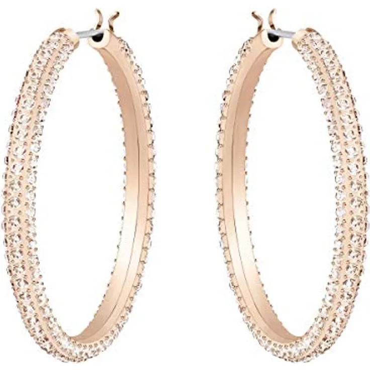 Swarovski Dextera Kreolen, Rosa, mit Kristallpavé und Roségold-Legierungsschicht