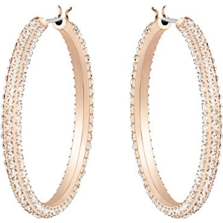 Swarovski Dextera Kreolen, Rosa, mit Kristallpavé und Roségold-Legierungsschicht – Bild 1