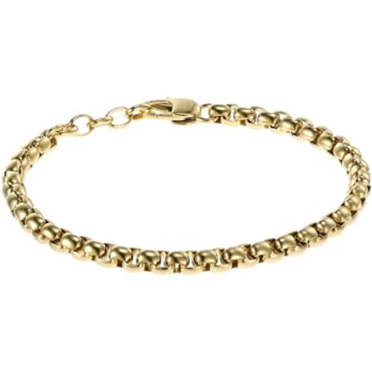 Fossil Herren-Gliederarmband All Stacked Up, Edelstahl goldfarben mit poliertem Finish, 200mm+20mm, Karabinerverschluss – Bild 4