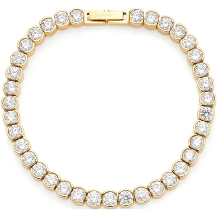 JEWELS BY LEONARDO Armband Cremona, goldfarbenes Edelstahl mit klaren Zirkonia Steinchen, 18,5 cm, Damen-Schmuck, 024337