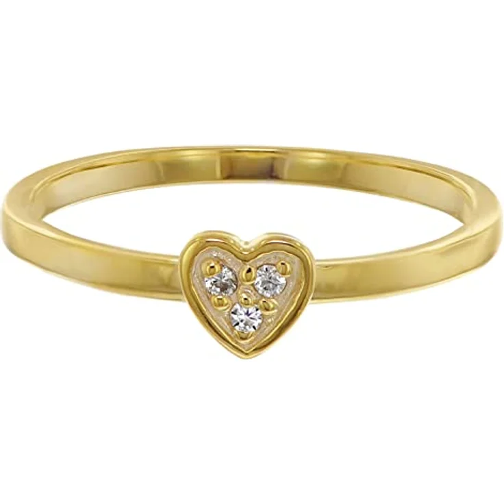 trendor Damenring Gold 333/8K Herz mit Zirkonias, eleganter Ring aus Echtgold für Frauen, Ringgröße 50/15,9 – Bild 2