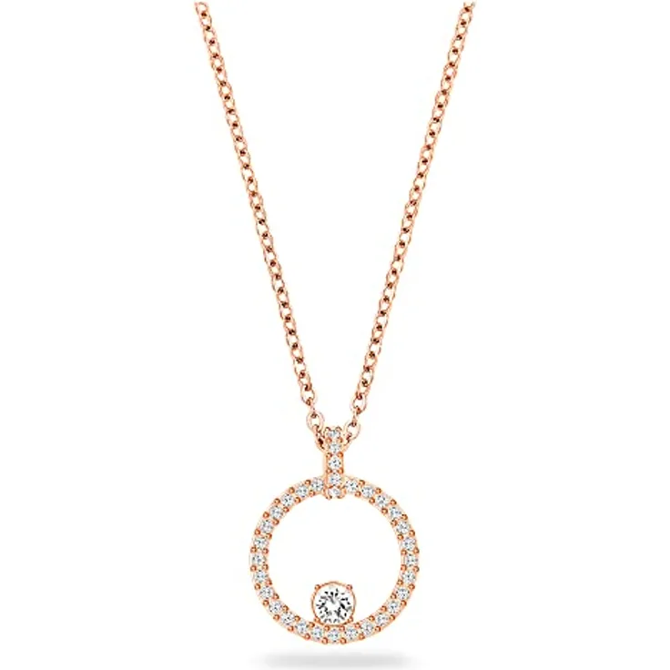 Swarovski Creativity Circle, Damenhalskette rosé vergoldet mit funkelnden, weißen Swarovski Kristallen, 38 cm