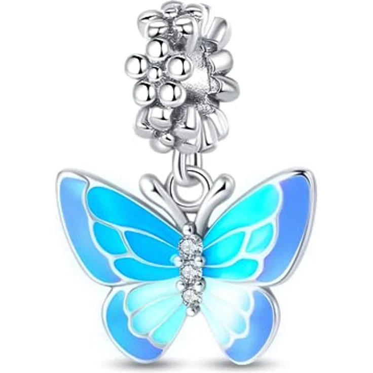 LNQOBU 925 Silber Glow in the Dark Glühwürmchen Charms Anhänger, farbwechselndes Chamäleon Bead Charm für Damenarmbänder und Halsketten, violett-blau am Tag, blau in der Nacht – Bild 2
