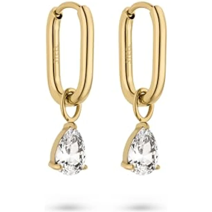 s.Oliver Creolen Ohrringe aus poliertem Edelstahl, gold, 25 mm, wasserfest & hautfreundlich – Bild 1