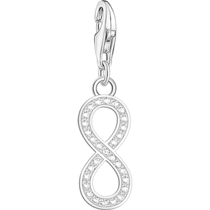 THOMAS SABO Charm-Anhänger Infinity, 925 Sterlingsilber mit Zirkoniasteinen, Karabinerhaken