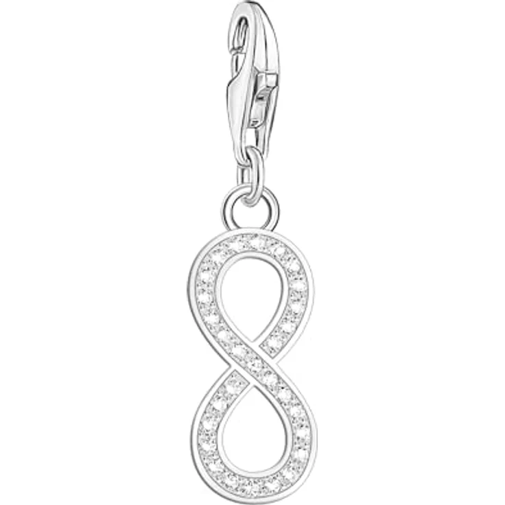 THOMAS SABO Charm-Anhänger Infinity, 925 Sterlingsilber mit Zirkoniasteinen, Karabinerhaken – Bild 1