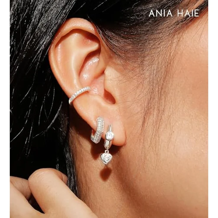 ANIA HAIE Damen Ohrstecker LUXE MINIMALISM Huggie Hoop aus 925 Sterling Silber, 11mm, nickelfrei, inkl. Geschenkverpackung – Bild 3