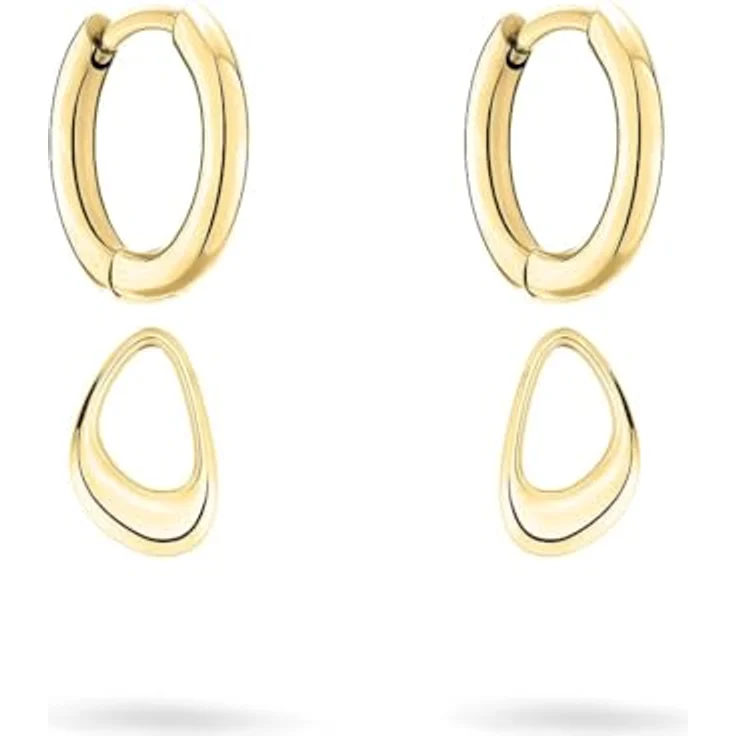 Liebeskind Creolen LJ-1438-E-20, goldene Edelstahl Ohrringe mit IP-Goldbeschichtung und Klappverschluss, 1,8 cm x 1,3 cm – Bild 3