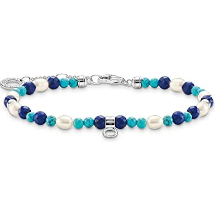 THOMAS SABO Armband 925 Sterlingsilber mit blauen Steinen und Perlen, elegantes Design – Bild 1