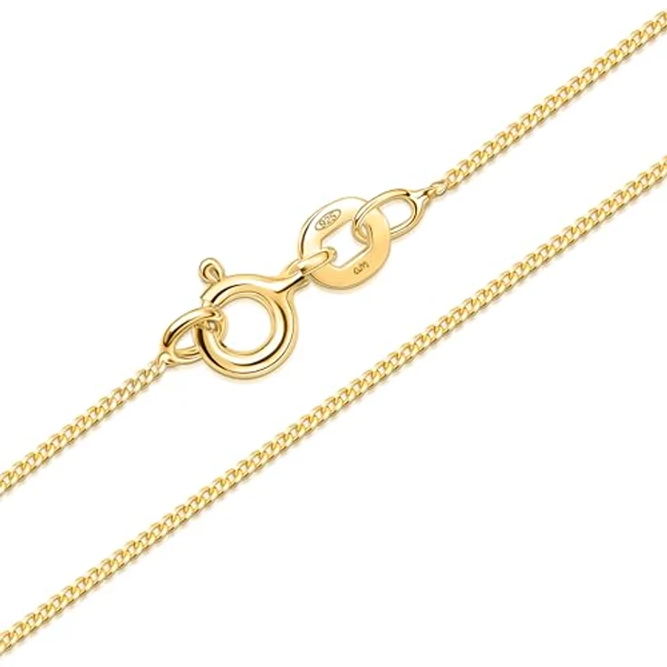 Amberta 925 Sterling Silber Halskette, schlichte Panzerkette in Gold, 40 cm, für Damen und Herren, super dünn, hochglanzpoliert – Bild 1