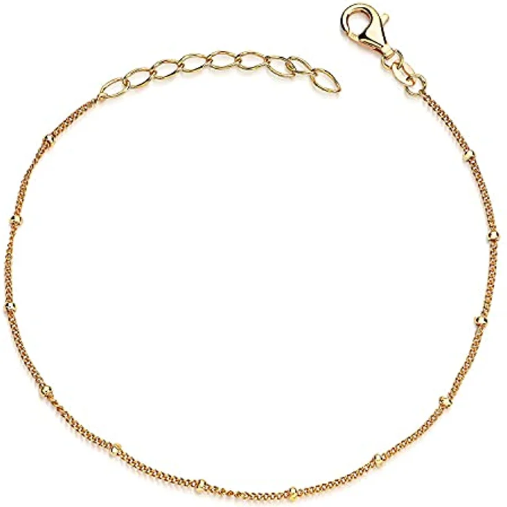 Materia Gold Armkette Damen - 925 Sterling Silber Armband mit Kugeln, längenverstellbar 17-20cm, vergoldet, Made in Germany – Bild 1