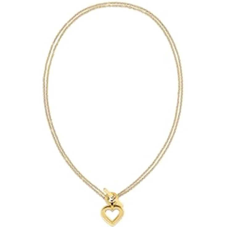 Tommy Hilfiger Jewelry Doppelte Ketten-Halskette für Damen, Gelbgold mit Herz-Anhänger, verstellbare Länge von 43-86 cm, hochwertiger Edelstahl – Bild 1