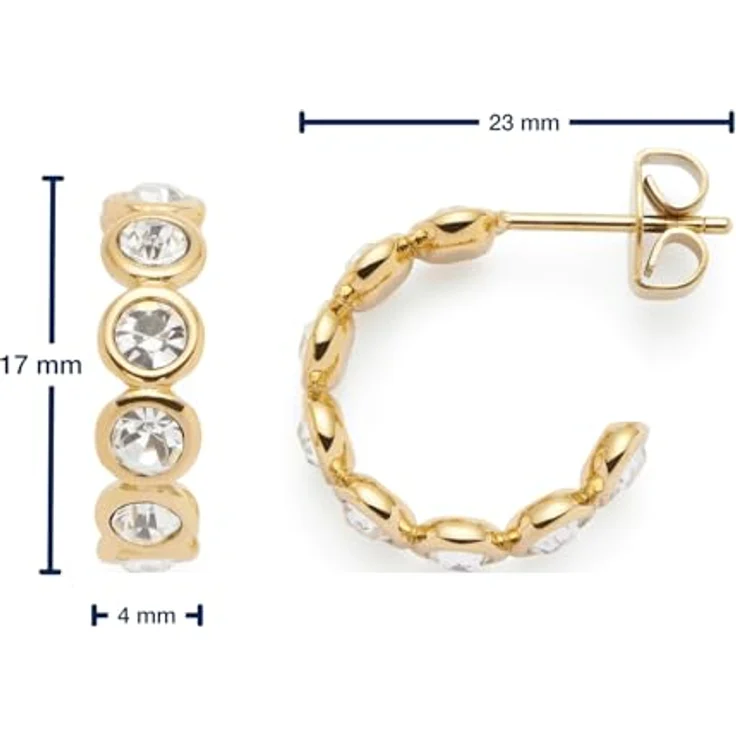 JEWELS BY LEONARDO Ohrstecker Cremona, goldfarbene Edelstahl-Creolen mit klaren Zirkonia-Steinen, allergikerfreundlich, 1 Paar, Geschenkverpackung, 024339 – Bild 2