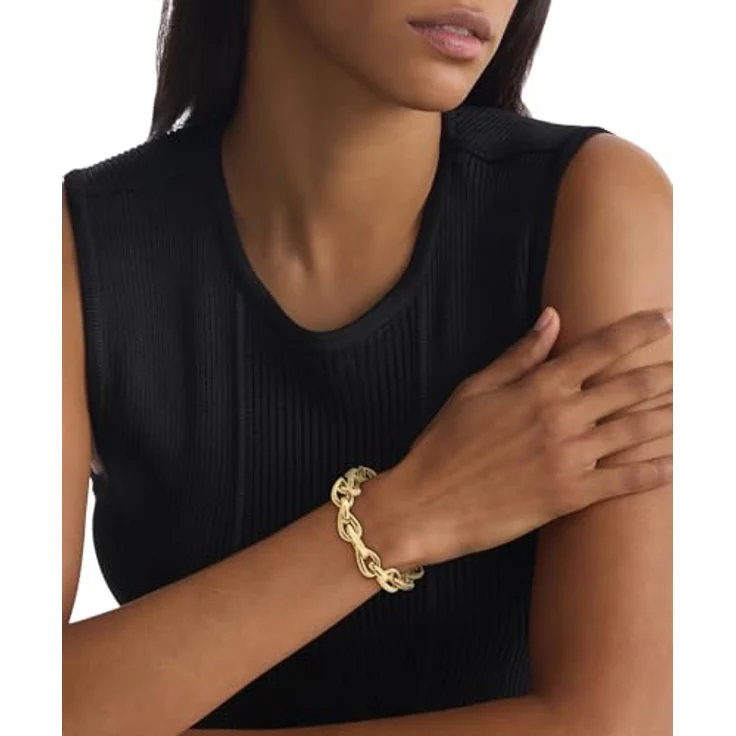 Calvin Klein Sculptured Drops, Damen Gliederarmband aus Edelstahl mit Gelbgold-Beschichtung, 175 mm, verstellbarer Infinity-Verschluss – Bild 3