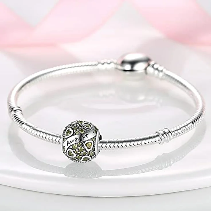 Pandach Damen Charm Anhänger Geburtsstein, 925 Sterling Silber, 12 verschiedene Charms für Pandora Armband und Halskette, kompatibel mit europäischen Beads für Frauen und Mädchen – Bild 2