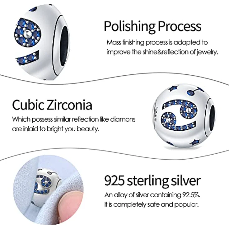 Pandach Damen Charm Anhänger Sternzeichen aus 925 Sterling Silber, 12 Sternbilder Beads kompatibel mit Pandora Armband und europäischen Halsketten – Bild 3