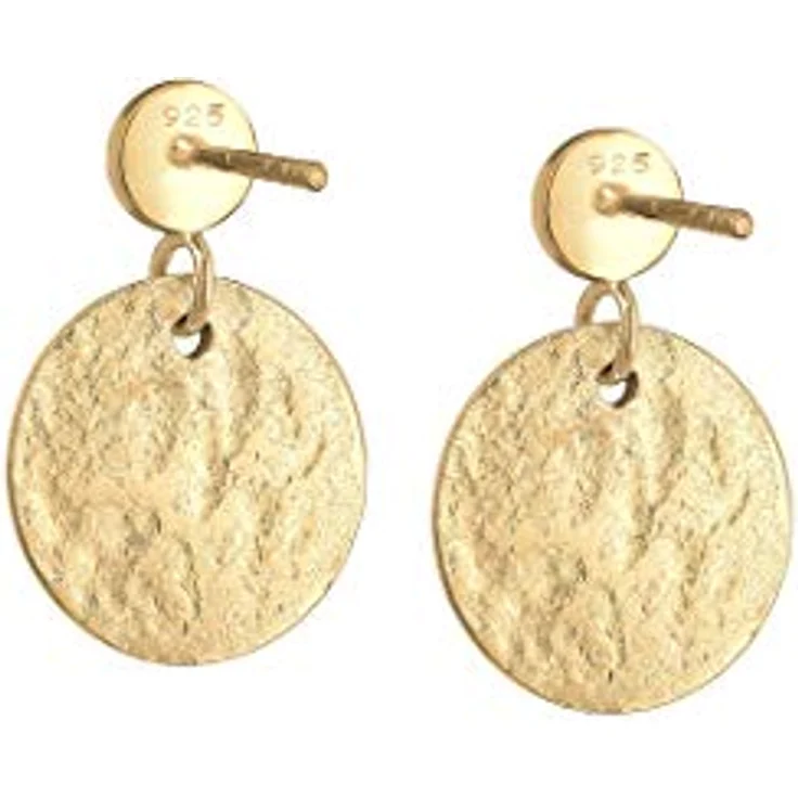 Elli Ohrhänger Plättchen Gehämmert, Vintage Antik Look in 925 Sterling Silber, anlaufgeschützt, handgefertigt – Bild 4