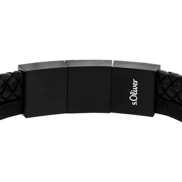 s.Oliver Herren Bracelet, Echtleder Armband in Schwarz, verstellbar bis 22 cm, wasserfest & hautfreundlich – Bild 2